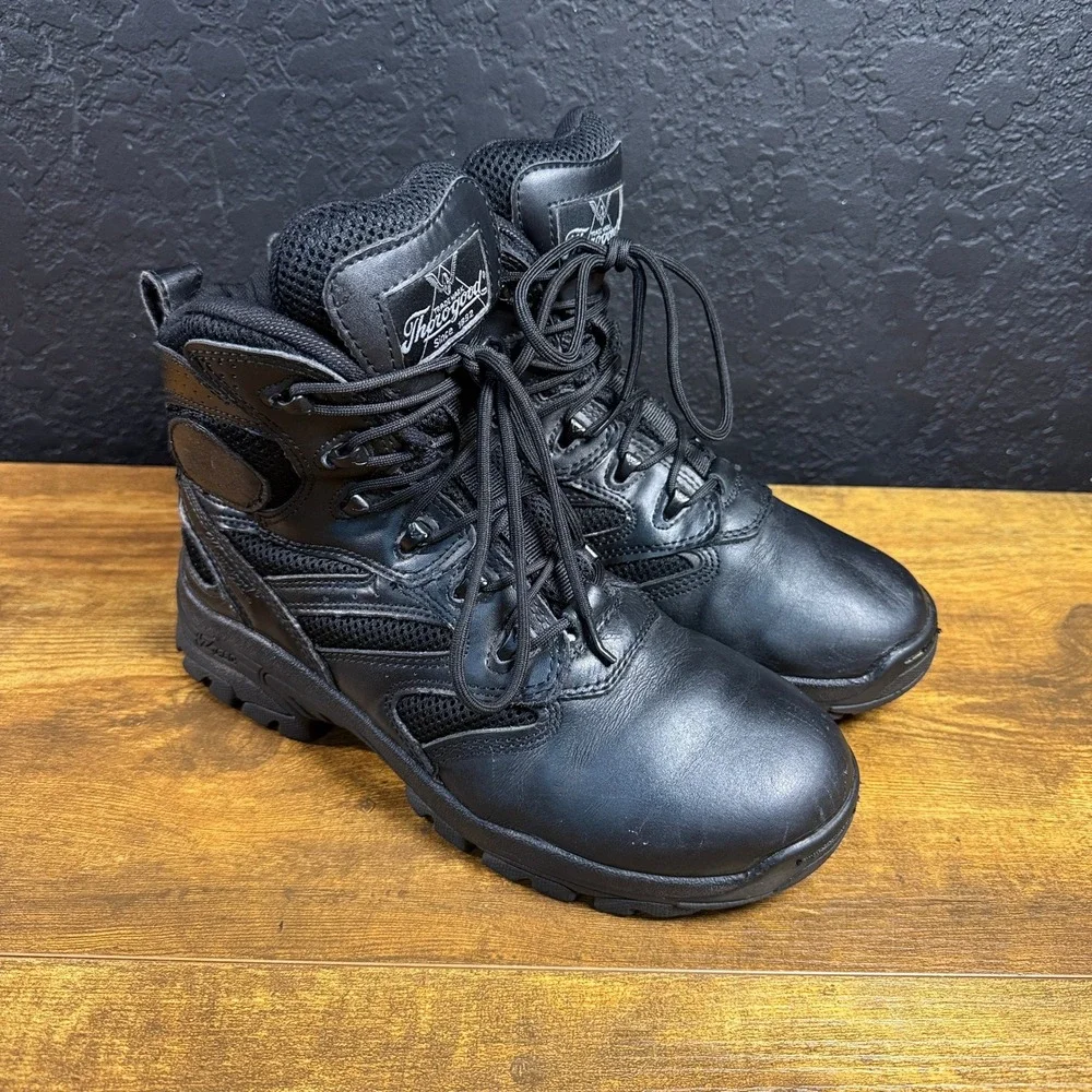 Thorogood Z-Strap 834-6064 Black Leather Tactical Duty Boots Mens 7M Womens 9M